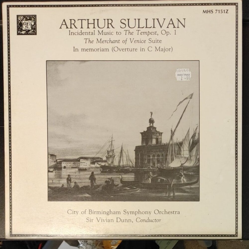 Vintage Vinyl Record Arthur Sullivan - Incidental Music to the Tempest, Op. 1